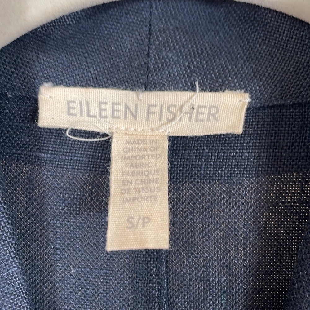 Eileen Fisher Blazer Coat Size S 100% Linen Black Open Front EUC - Picture 3 of 11